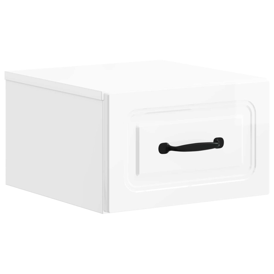 vidaXL Wandbeugel Bedkast Hoogglans Wit 34,5 x 33 x 20 cm Bewerkt hout afbeelding 1