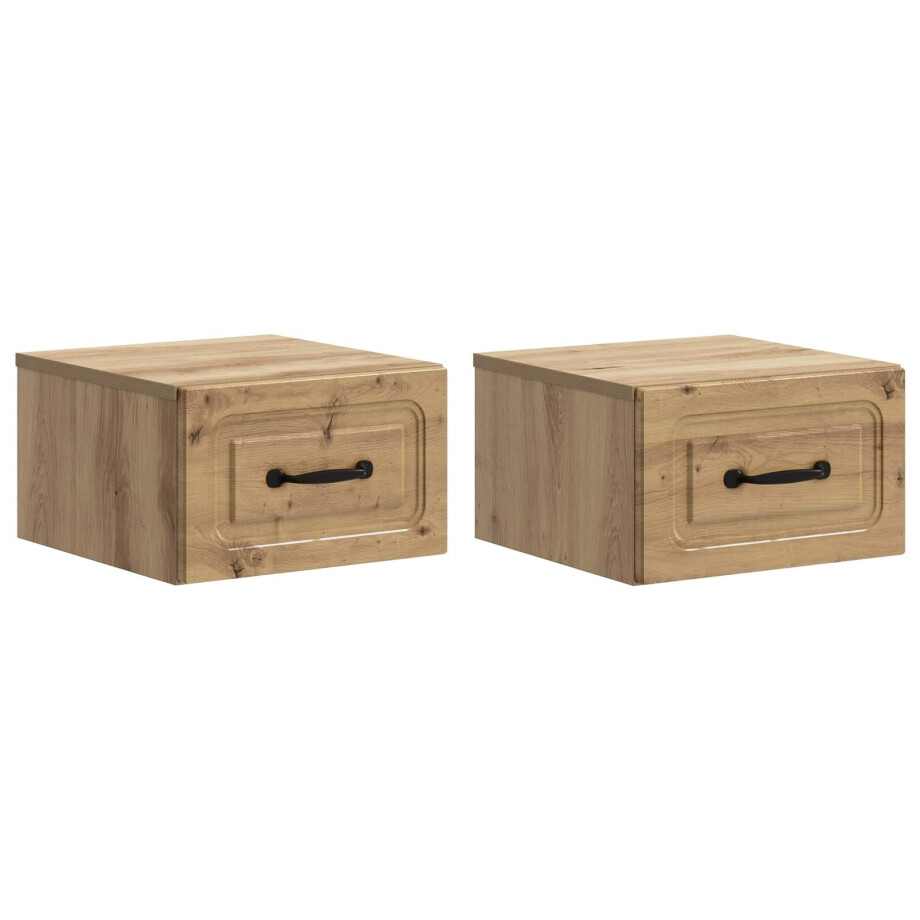 vidaXL Wandbeugel Bedkast 2 pcs Artisanaal eiken 34,5 x 33 x 20 cm afbeelding 1