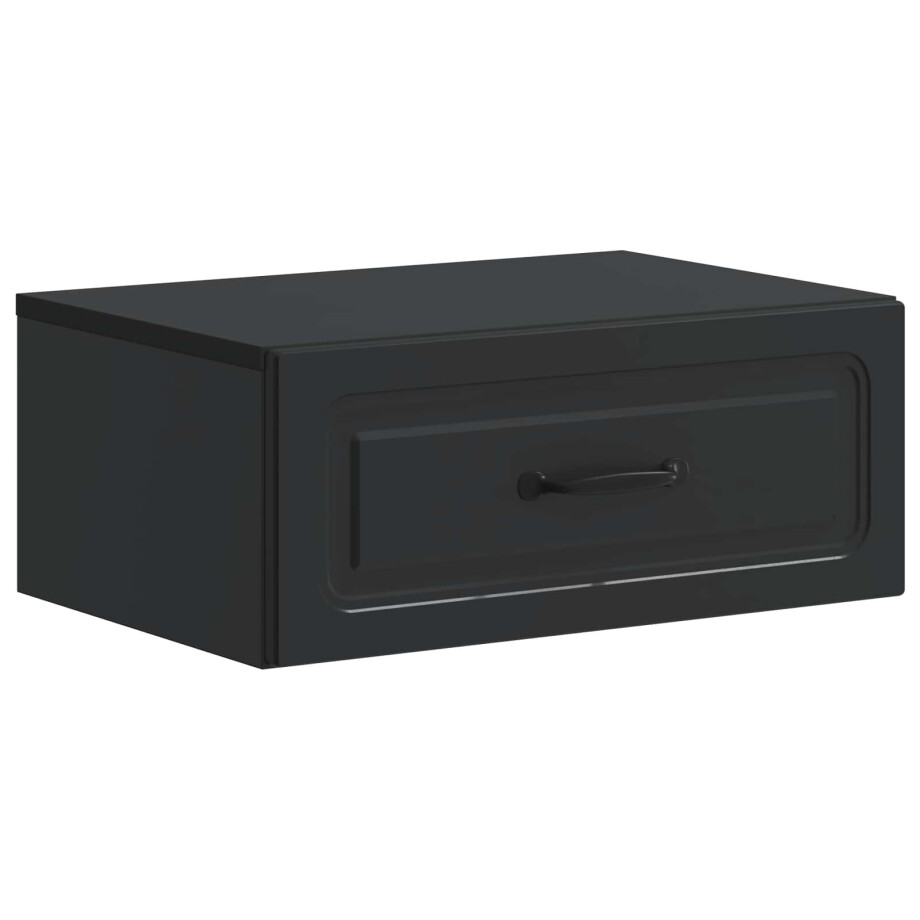 vidaXL Wandbeugel Bedkast Zwart 49 x 34,5 x 20 cm Bewerkt hout afbeelding 1