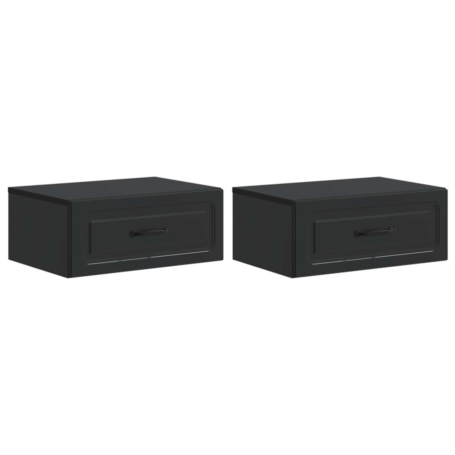 vidaXL Wandbeugel Bedkast 2 pcs Zwart 49 x 34,5 x 20 cm Bewerkt hout vidaXL Wandbeugel Bedkast 2 pcs Zwart 49 x 34,5 x 20 cm Bewerkt hout afbeelding 1