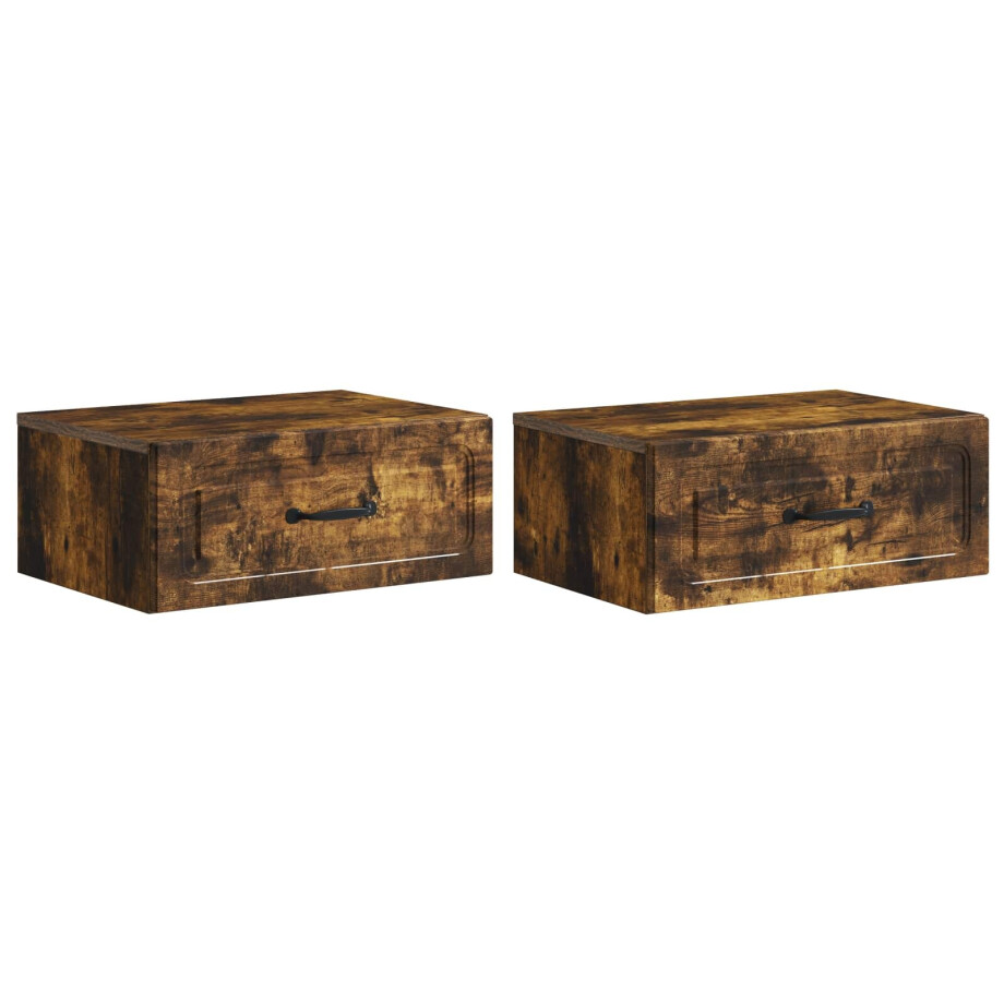 vidaXL Wandbeugel Bedkast 2 pcs Gerookt eiken 49 x 34,5 x 20 cm afbeelding 1
