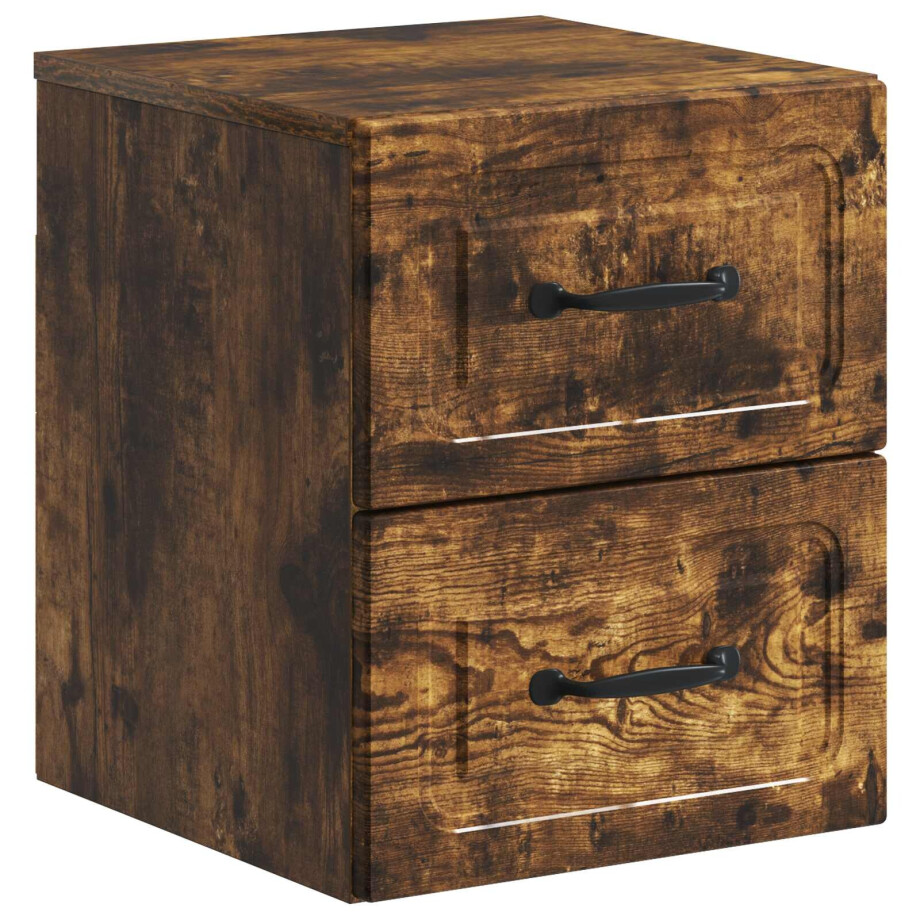 vidaXL Wandbeugel Bedkast Gerookt eiken 34,5 x 33 x 40 cm Bewerkt hout vidaXL Wandbeugel Bedkast Gerookt eiken 34,5 x 33 x 40 cm Bewerkt hout afbeelding 1