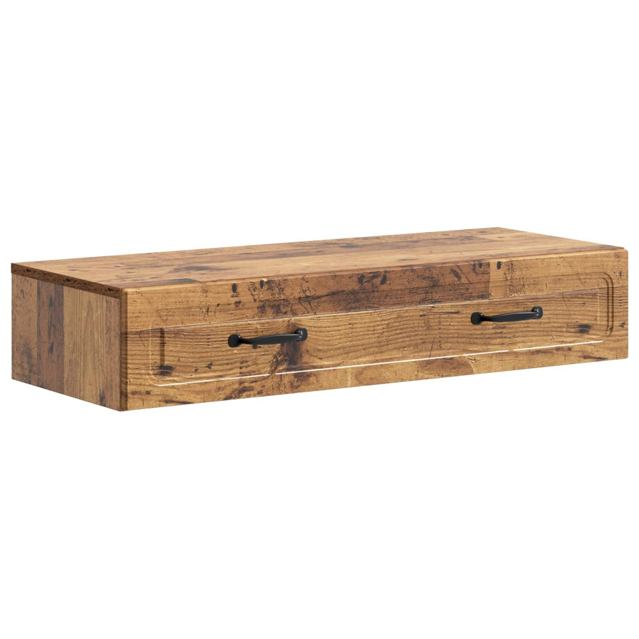vidaXL Wandmontage Zijtafel Oud hout 87,5 x 34,5 x 17 cm Bewerkt hout afbeelding 1