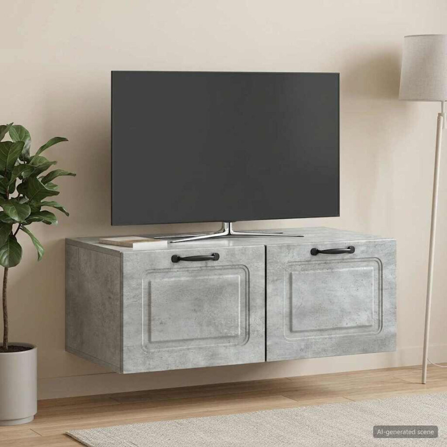 vidaXL Wandbeugel TV-kast Betongrijs 78,5 x 41 x 30 cm Bewerkt hout vidaXL Wandbeugel TV-kast Betongrijs 78,5 x 41 x 30 cm Bewerkt hout afbeelding 1
