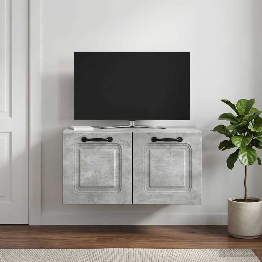 vidaXL Wandbeugel TV-kast Betongrijs 59,5 x 31 x 30 cm Bewerkt hout afbeelding 1