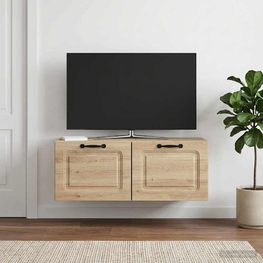 vidaXL Wandbeugel TV-kast Betongrijs 78,5 x 31 x 30 cm Bewerkt hout afbeelding 1
