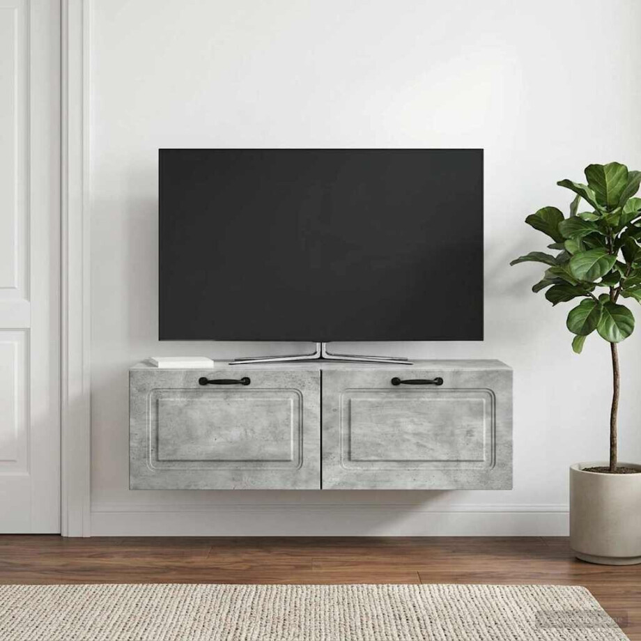 vidaXL Wandbeugel TV-kast Betongrijs 98 x 31 x 30 cm Bewerkt hout vidaXL Wandbeugel TV-kast Betongrijs 98 x 31 x 30 cm Bewerkt hout afbeelding 1
