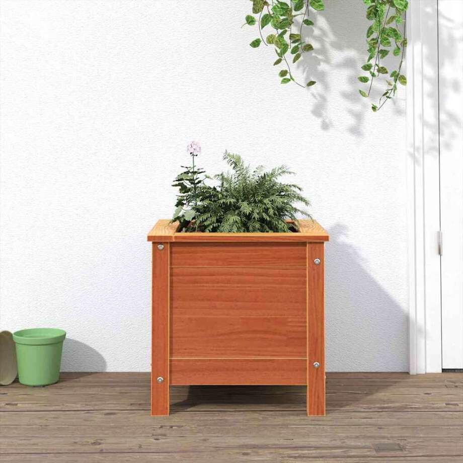 vidaXL Tuin Bloempot Wasbruin 40 x 40 x 39 cm Massief grenenhout afbeelding 1