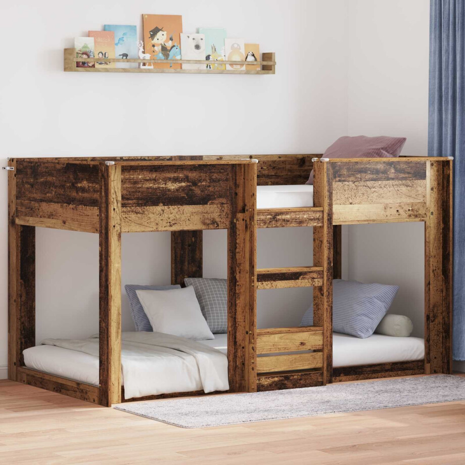 vidaXL Bunk Bed voor Kinderen Oudhout 100 x 200 cm Bewerkt hout afbeelding 1