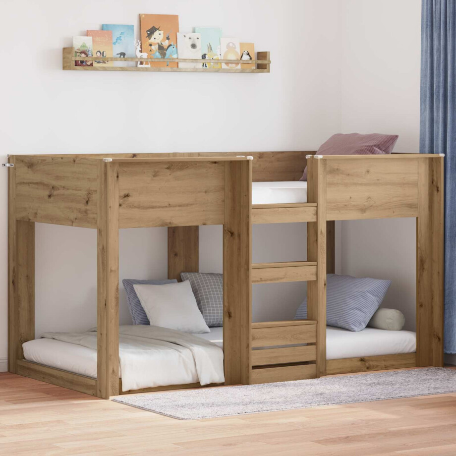 vidaXL Bunk Bed voor Kinderen Artisan Eiken 100 x 200 cm Bewerkt hout afbeelding 1