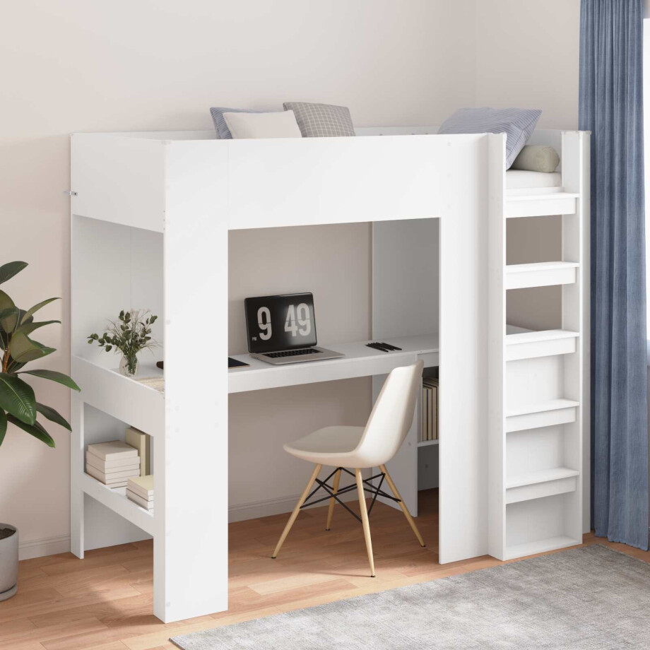 vidaXL Loft Bedframe met Bureau Wit 80 x 200 cm Bewerkt hout vidaXL Loft Bedframe met Bureau Wit 80 x 200 cm Bewerkt hout afbeelding 1