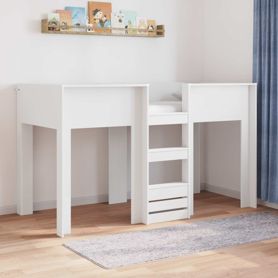 vidaXL Bunk Bed voor Kinderen met opslag Wit 75 x 190 cm Bewerkt hout vidaXL Bunk Bed voor Kinderen met opslag Wit 75 x 190 cm Bewerkt hout afbeelding 1