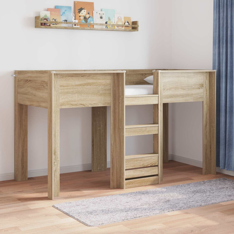 vidaXL Bunk Bed voor Kinderen Sonoma Eiken 75 x 190 cm Bewerkt hout vidaXL Bunk Bed voor Kinderen Sonoma Eiken 75 x 190 cm Bewerkt hout afbeelding 1