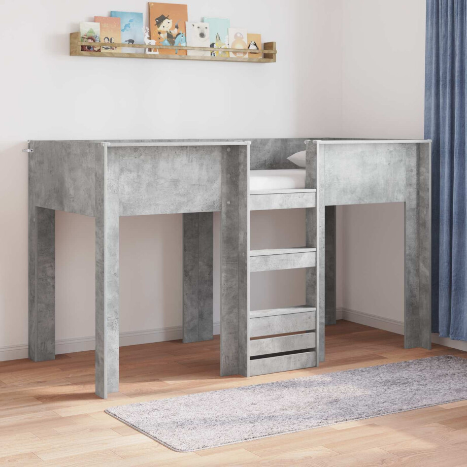 vidaXL Bunk Bed voor Kinderen Beton Grijs 75 x 190 cm Bewerkt hout afbeelding 1