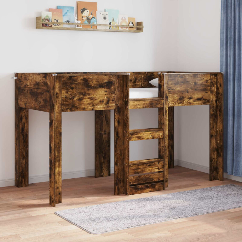 vidaXL Bunk Bed voor Kinderen Gerookt eiken 75 x 190 cm Bewerkt hout afbeelding 1