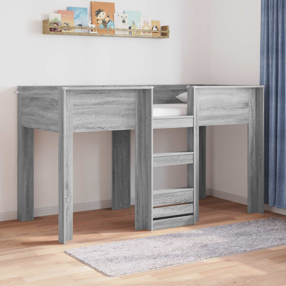 vidaXL Bunk Bed voor Kinderen Grijs Sonoma 75 x 190 cm Bewerkt hout vidaXL Bunk Bed voor Kinderen Grijs Sonoma 75 x 190 cm Bewerkt hout afbeelding 1