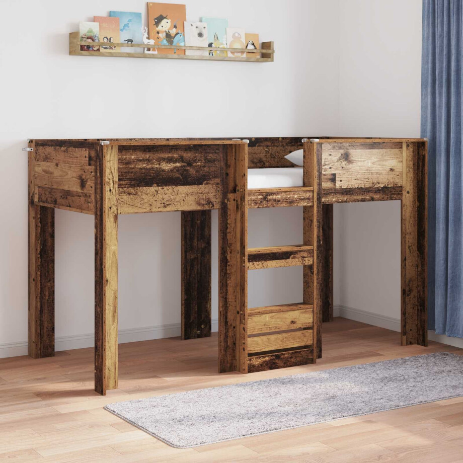 vidaXL Bunk Bed voor Kinderen Oudhout 75 x 190 cm Bewerkt hout afbeelding 1