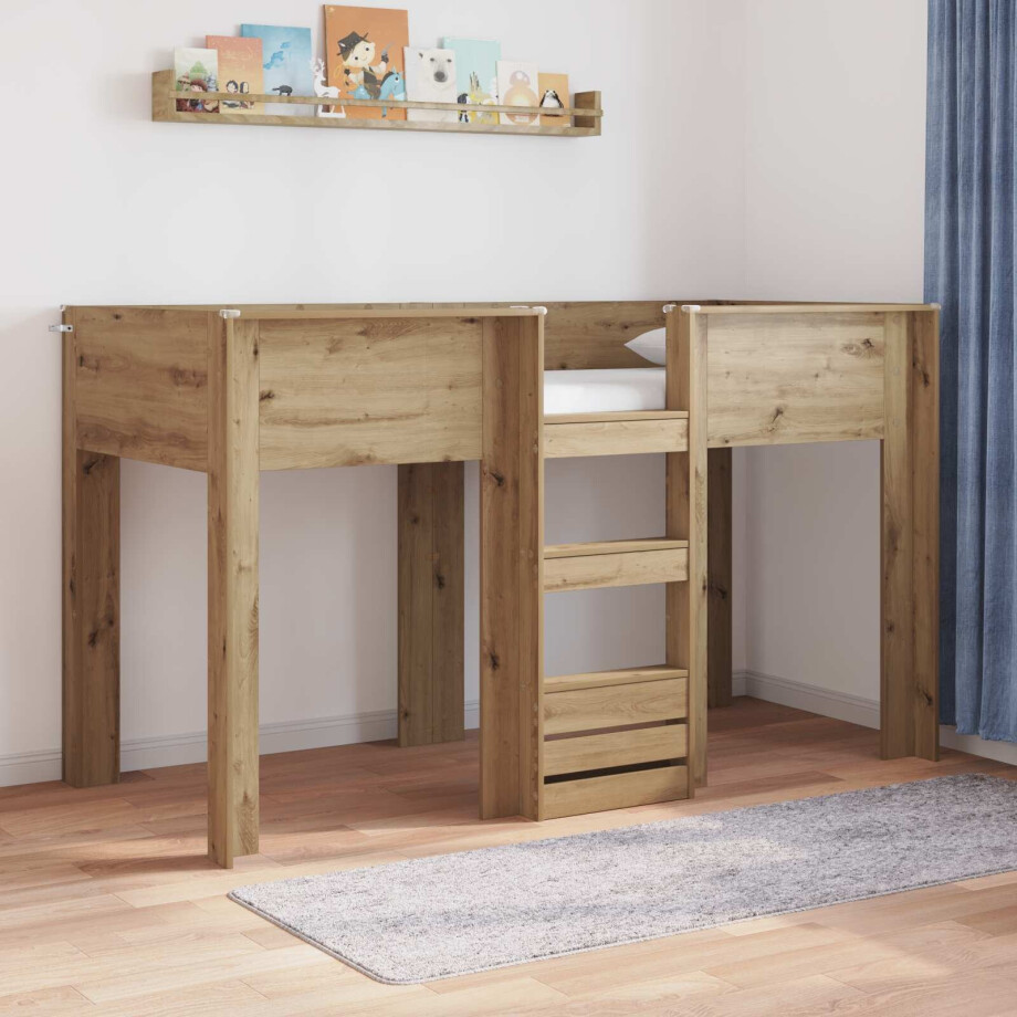 vidaXL Bunk Bed voor Kinderen Artisan Eiken 75 x 190 cm Bewerkt hout afbeelding 1