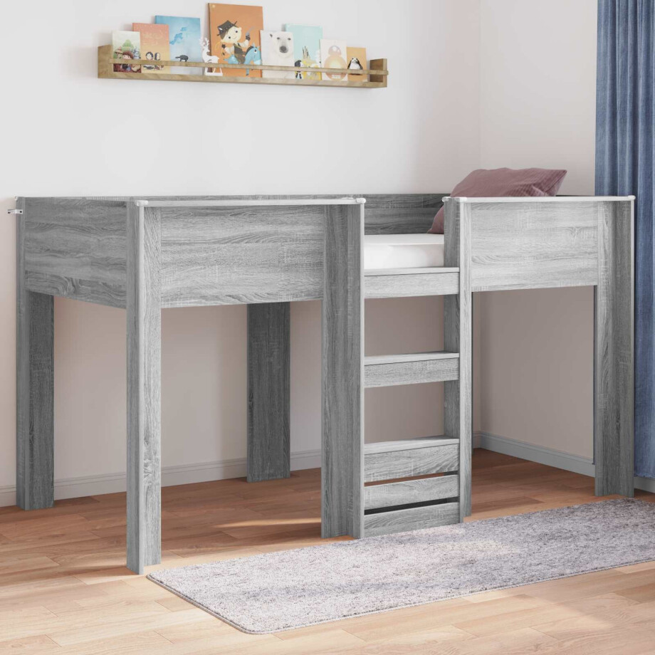 vidaXL Bunk Bed voor Kinderen Grijs Sonoma 80 x 200 cm Bewerkt hout vidaXL Bunk Bed voor Kinderen Grijs Sonoma 80 x 200 cm Bewerkt hout afbeelding 1