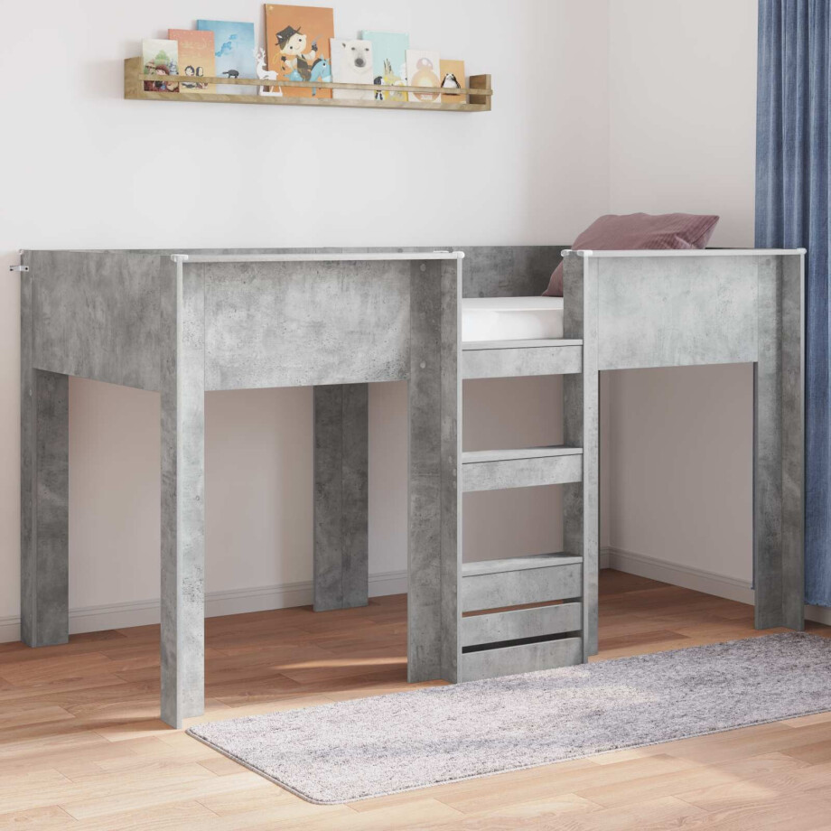 vidaXL Bunk Bed voor Kinderen Beton Grijs 100 x 200 cm Bewerkt hout afbeelding 1