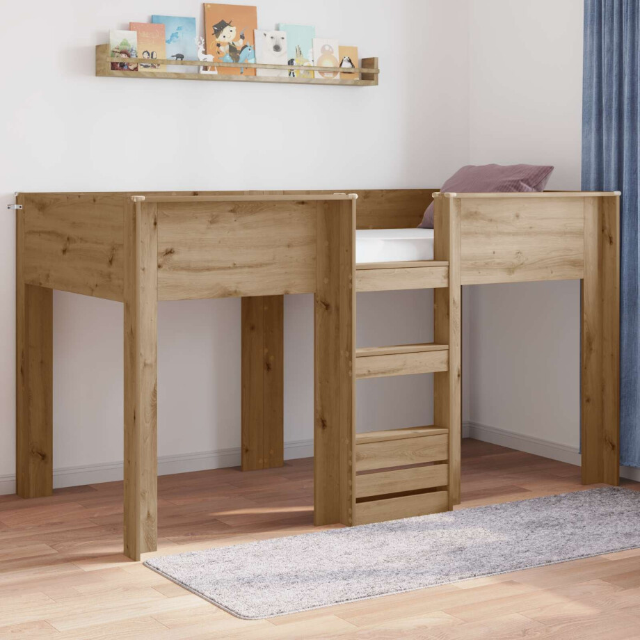 vidaXL Bunk Bed voor Kinderen Artisan Eiken 100 x 200 cm Bewerkt hout afbeelding 1