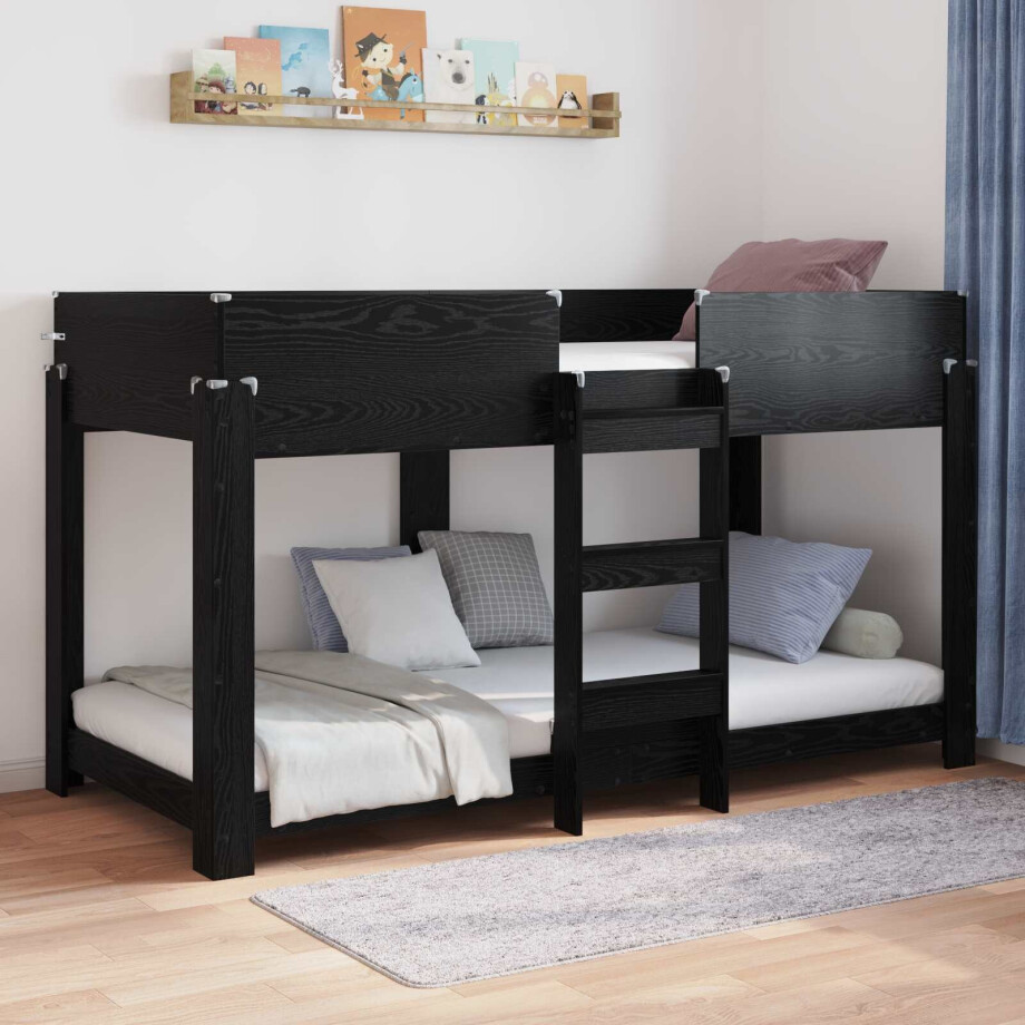 vidaXL Bunk Bed voor Kinderen Zwart Eiken 100 x 200 cm Bewerkt hout vidaXL Bunk Bed voor Kinderen Zwart Eiken 100 x 200 cm Bewerkt hout afbeelding 1