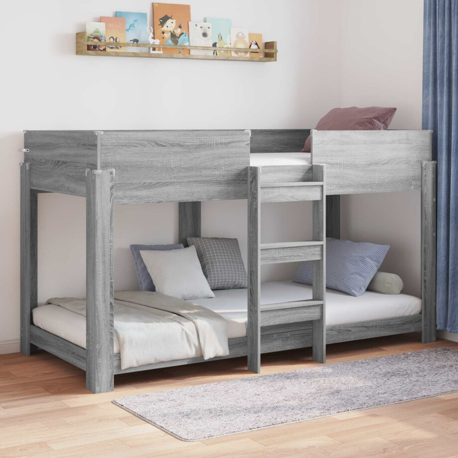 vidaXL Bunk Bed voor Kinderen Grijs Sonoma 90 x 200 cm Bewerkt hout vidaXL Bunk Bed voor Kinderen Grijs Sonoma 90 x 200 cm Bewerkt hout afbeelding 1
