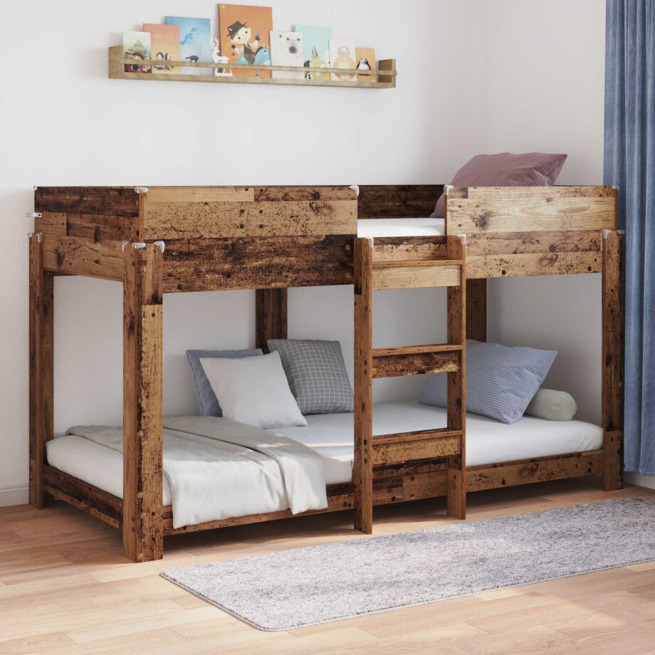 vidaXL Bunk Bed voor Kinderen Oudhout 90 x 200 cm Bewerkt hout vidaXL Bunk Bed voor Kinderen Oudhout 90 x 200 cm Bewerkt hout afbeelding 1