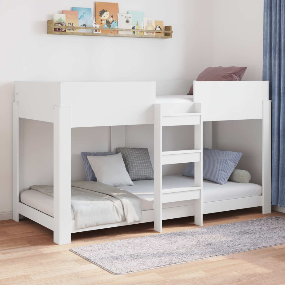vidaXL Bunk Bed voor Kinderen Wit 90 x 200 cm Bewerkt hout afbeelding 1