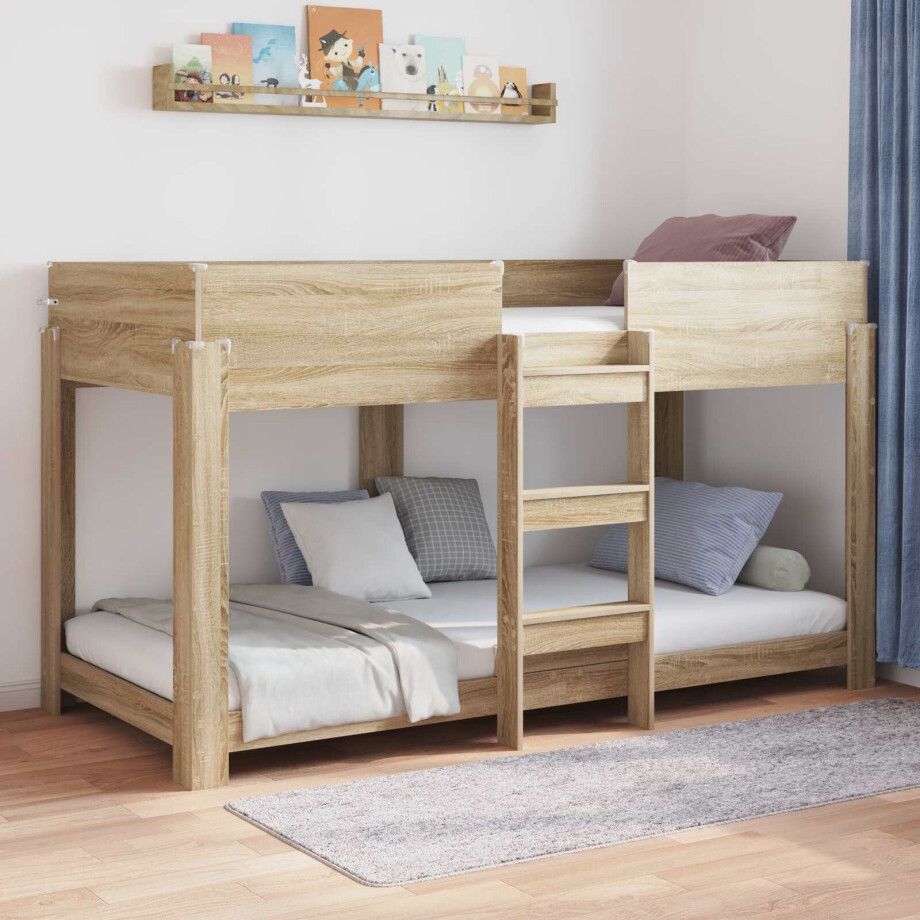 vidaXL Bunk Bed voor Kinderen Sonoma Eiken 90 x 190 cm Bewerkt hout afbeelding 1
