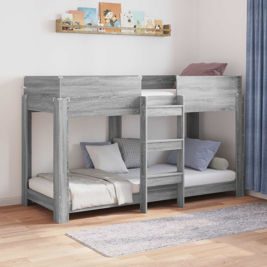 vidaXL Bunk Bed voor Kinderen Grijs Sonoma 75 x 190 cm Bewerkt hout vidaXL Bunk Bed voor Kinderen Grijs Sonoma 75 x 190 cm Bewerkt hout afbeelding 1
