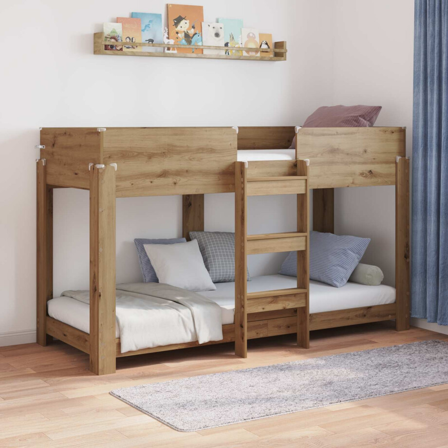 vidaXL Bunk Bed voor Kinderen Artisan Eiken 75 x 190 cm Bewerkt hout afbeelding 1