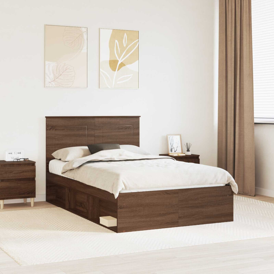 vidaXL Bedframe Bruin Eiken 120 x 190 cm Massief grenenhout afbeelding 1