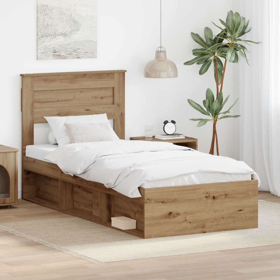 vidaXL Bedframe Ambachtelijk eiken 90 x 190 cm Massief grenenhout vidaXL Bedframe Ambachtelijk eiken 90 x 190 cm Massief grenenhout afbeelding 1
