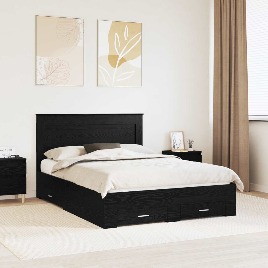vidaXL Bedframe met lade met hoofdeinde met opslag Bewerkt hout afbeelding 1