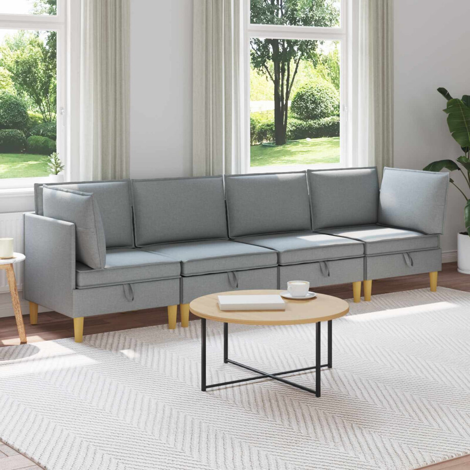 vidaXL Modulaire Sofa Set met Opslag 4 pcs Lichtgrijs Stof vidaXL Modulaire Sofa Set met Opslag 4 pcs Lichtgrijs Stof afbeelding 1