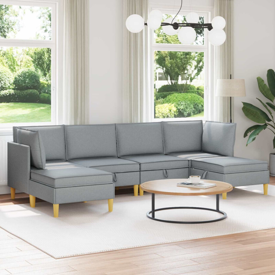 vidaXL Modulaire Sofa Set met Opslag 6 pcs Lichtgrijs Stof vidaXL Modulaire Sofa Set met Opslag 6 pcs Lichtgrijs Stof afbeelding 1