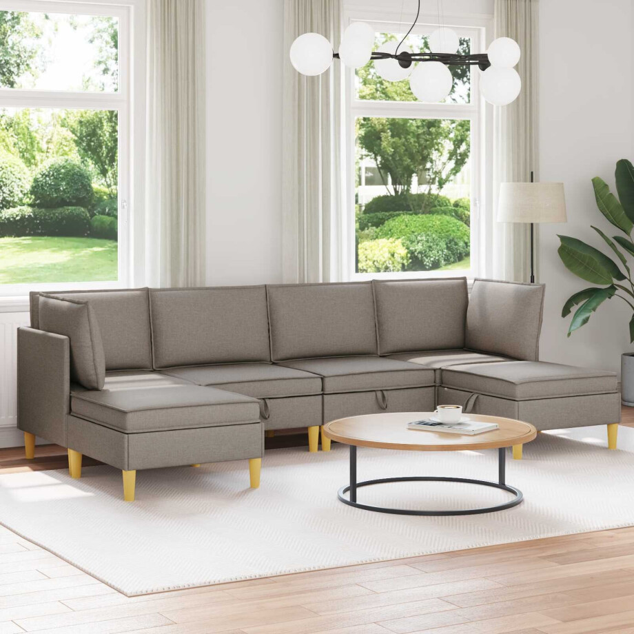 vidaXL Modulaire Sofa Set met Opslag 6 pcs Taupe Stof afbeelding 1