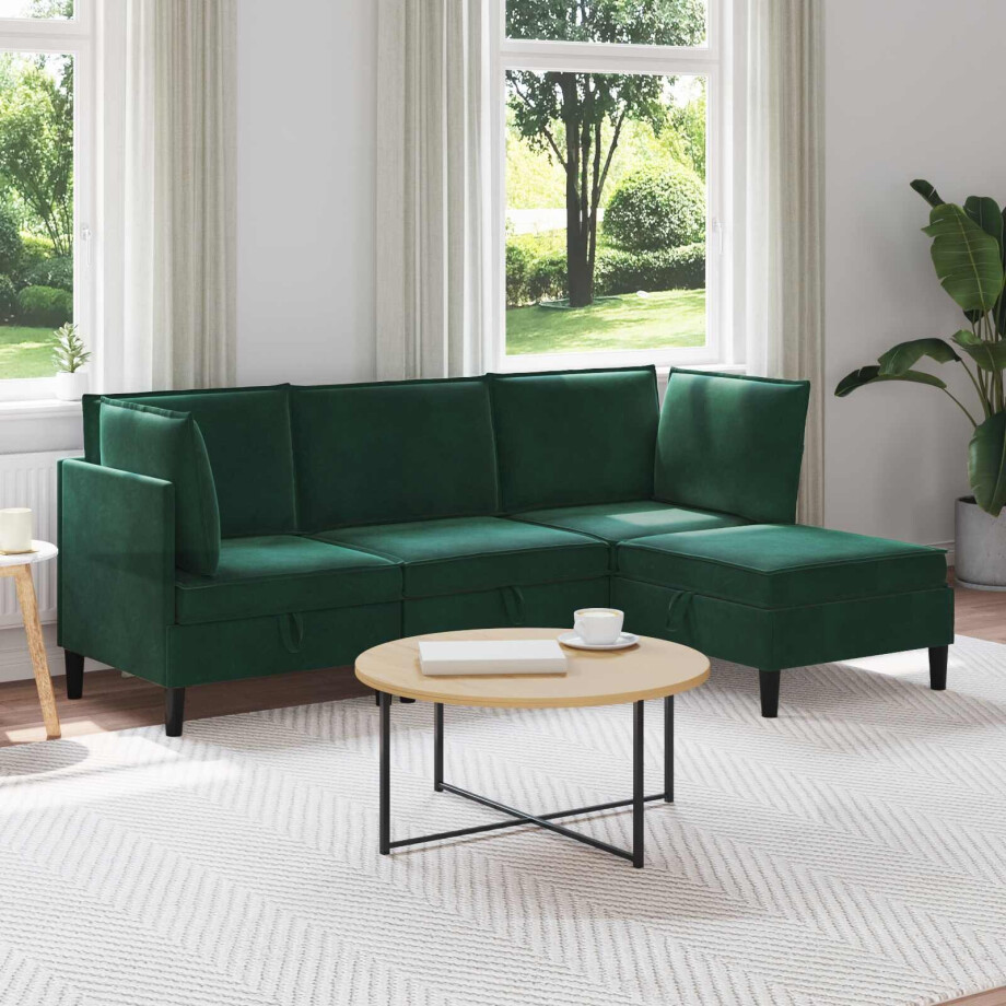 vidaXL Woonkamer Meubelset met kussen 4 pcs Donkergroen Fluweel vidaXL Woonkamer Meubelset met kussen 4 pcs Donkergroen Fluweel afbeelding 1