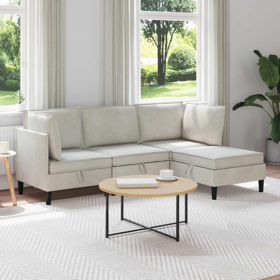 vidaXL Woonkamer Meubelset met kussen 4 pcs Crèmekleurig Fluweel vidaXL Woonkamer Meubelset met kussen 4 pcs Crèmekleurig Fluweel afbeelding 1