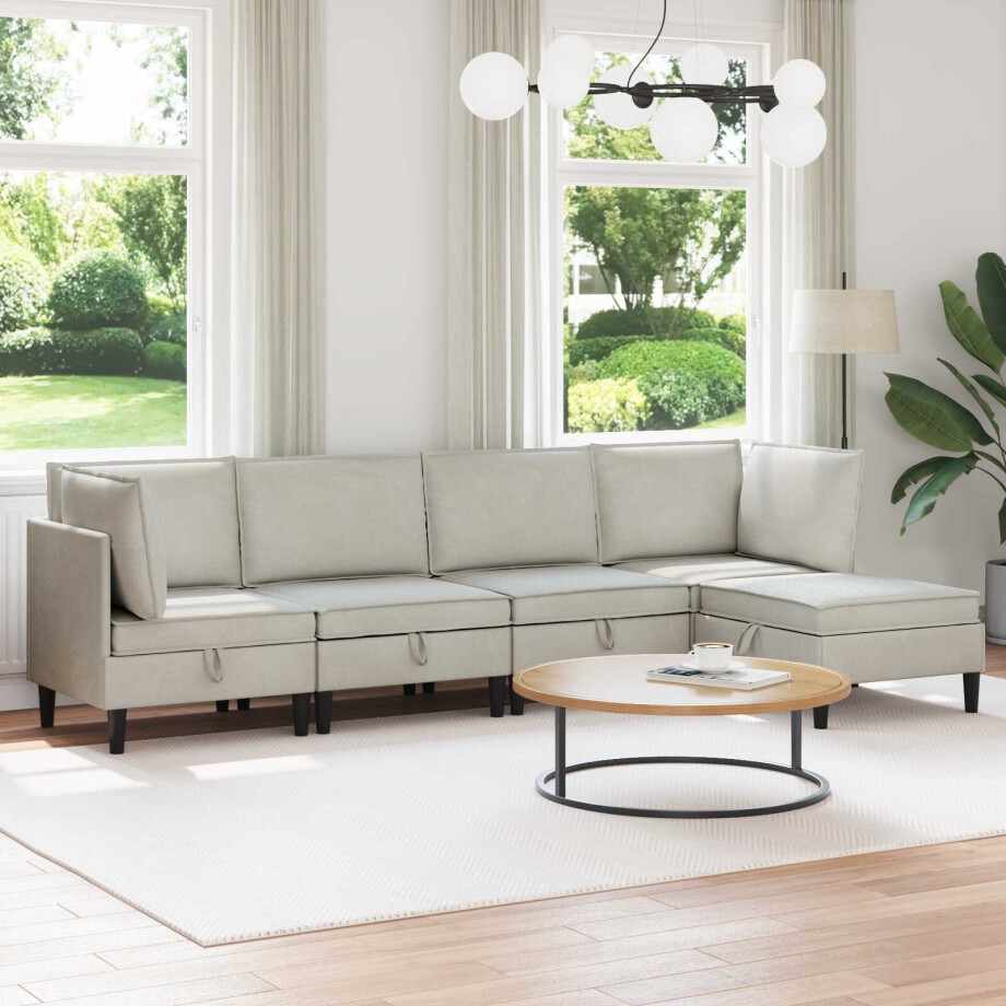 vidaXL Woonkamer Meubelset met kussen 5 pcs Crèmekleurig Fluweel vidaXL Woonkamer Meubelset met kussen 5 pcs Crèmekleurig Fluweel afbeelding 1