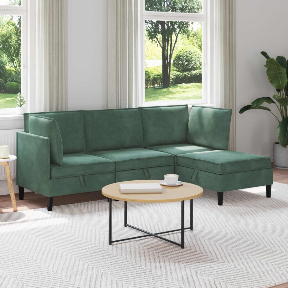 vidaXL Woonkamer Meubelset met kussen 4 pcs Zeegroen Fluweel vidaXL Woonkamer Meubelset met kussen 4 pcs Zeegroen Fluweel afbeelding 1