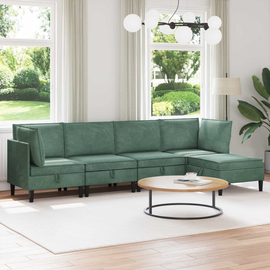 vidaXL Woonkamer Meubelset met kussen 5 pcs Zeegroen Fluweel vidaXL Woonkamer Meubelset met kussen 5 pcs Zeegroen Fluweel afbeelding 1