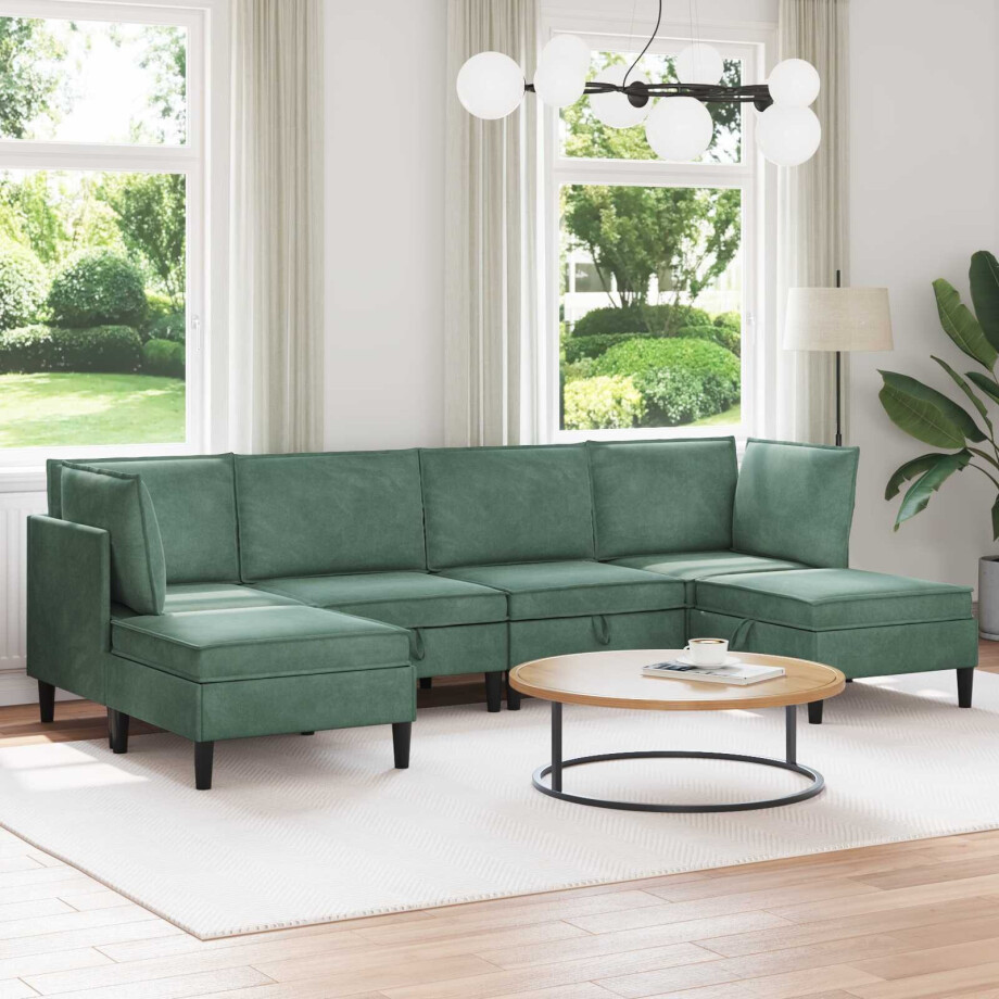 vidaXL Woonkamer Meubelset met kussen 6 pcs Zeegroen Fluweel vidaXL Woonkamer Meubelset met kussen 6 pcs Zeegroen Fluweel afbeelding 1
