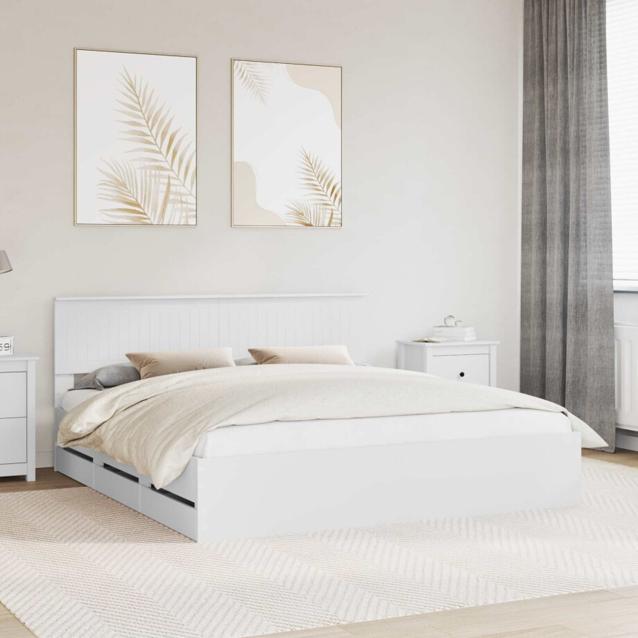 vidaXL Bedframe met lade met opslag Wit 180 x 200 cm Ingenieurshout vidaXL Bedframe met lade met opslag Wit 180 x 200 cm Ingenieurshout afbeelding 1