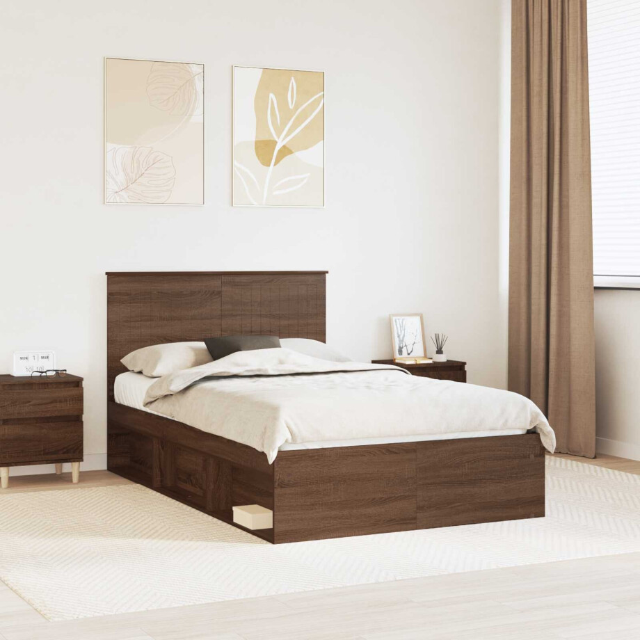 vidaXL Bedframe Bruin Eiken 120 x 200 cm Massief grenenhout afbeelding 1