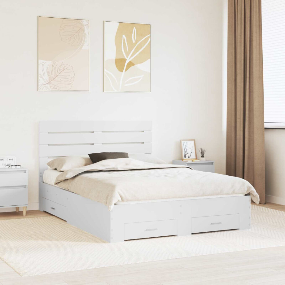 vidaXL Bedframe met lade met hoofdeinde met opslag Bewerkt hout afbeelding 1