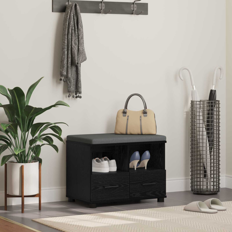 vidaXL Halbank met kussen met lade Zwarte Eik 60 x 38 x 46 cm afbeelding 1