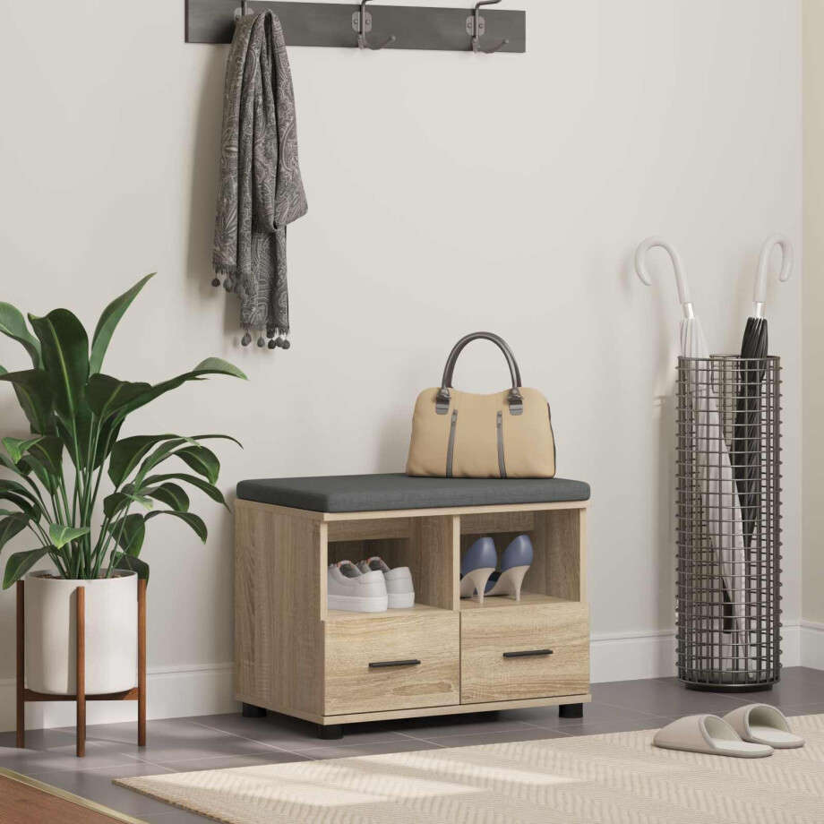 vidaXL Halbank met kussen met lade Sonoma Eiken 60 x 38 x 46 cm vidaXL Halbank met kussen met lade Sonoma Eiken 60 x 38 x 46 cm afbeelding 1