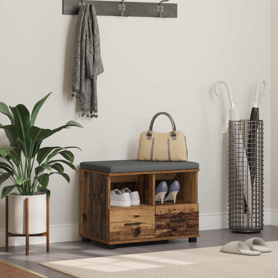 vidaXL Halbank Oudhout 60 x 38 x 46 cm Geïndustrialiseerd hout en stof vidaXL Halbank Oudhout 60 x 38 x 46 cm Geïndustrialiseerd hout en stof afbeelding 1